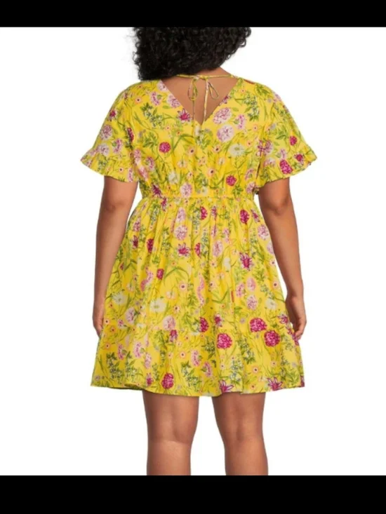 Yellow Cotton Floral Dress Time And Tru - Picture 3 of 9
